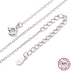 Rhodium Plated 925 Sterling Silver Flat Cable Chain Necklace NJEW-A011-01A-P-1
