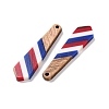 Independence Day Opaque Striped Resin & Walnut Wood Pendants RESI-U010-02C-2