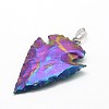Electroplated Natural Indian Agate Pendants G-P396-05P-03-2