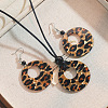 Leopard Print Pattern Round Acrylic Pendant Necklaces and Dangle Earrings Sets WGC0DA0-01-1