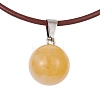 Natural Citrine Round Pendant Necklaces NJEW-JN04478-04-1