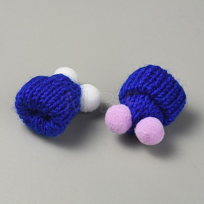 Woolen Crochet Mini Hat with Double Pom Pom Ball DIY-WH0032-56B-1