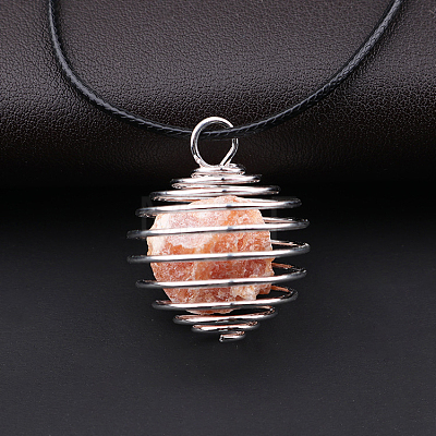 Natural Red Aventurine Cage Pendant Necklace FIND-PW0020-03A-1