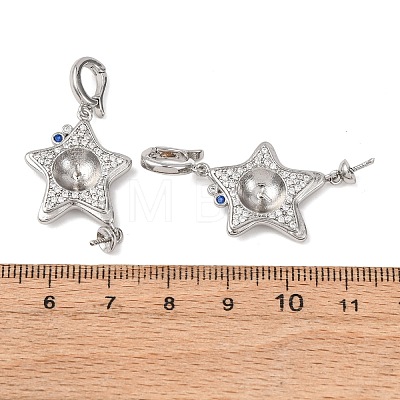 Brass Micro Pave Cubic Zirconia Star Peg Bails KK-A279-01P-1