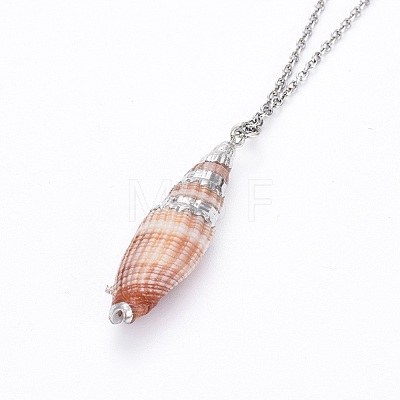 Sea Shell Pendants Necklaces NJEW-JN02366-M-1