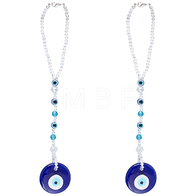 Resin Flat Round with Evil Eye Car Pendant Lucky Hanging Decor HJEW-AB00015-1