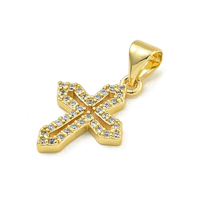 Rack Plating Brass Pave Cubic Zirconia Pendants KK-U029-02G-05-1