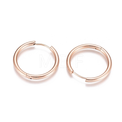 Ion Plating(IP) 304 Stainless Steel Huggie Hoop Earrings EJEW-G272-01-20mm-RG-1
