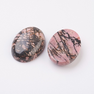 Natural Rhodonite Flat Back Cabochons G-G741-18x25mm-12-1