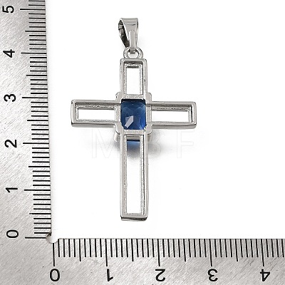 Brass Pave Blue Cubic Zirconia Pendants CU-CBA4BAF-01P-1