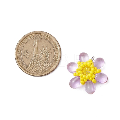 Beaded Flower Charms PALLOY-MZ00438-02-1