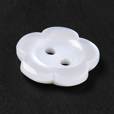 White Flower Resin Buttons X-RESI-D031-15mm-01-1