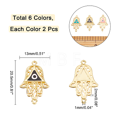  12Pcs 6 Colors Brass Enamel Links Connectors KK-NB0001-40-1
