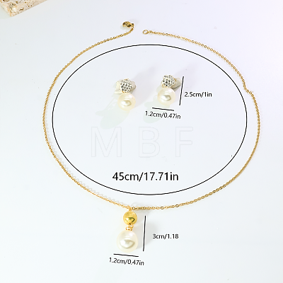 Round Plastic Imitation Pearl Earrings & Pendant Necklaces Sets for Women SY8055-1