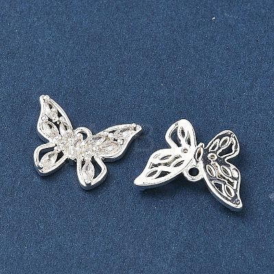 Brass Micro Pave Clear Cubic Zirconia Charms KK-C168-27S-1