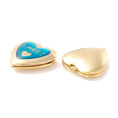 Rack Plating Brass Enamel Locket Pendants KK-B053-15G-1