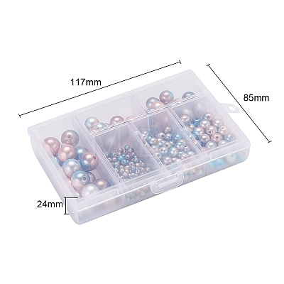 497Pcs 5 Style Rainbow ABS Plastic Imitation Pearl Beads OACR-YW0001-09A-1