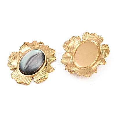 Natural Shell Oval Pendants STAS-Z202-13G-1