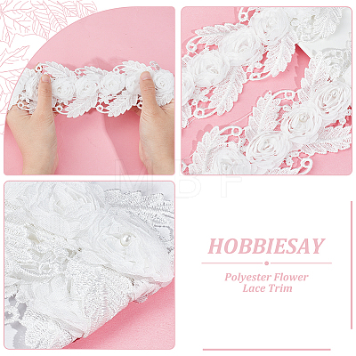 3 Yards Polyester Flower Lace Trim OCOR-WH0082-28-1