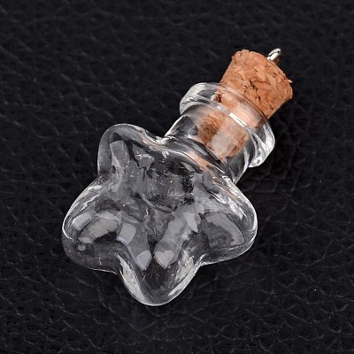 Mixed Shapes Glass Bottle Pendants X-PALLOY-JF00163-1