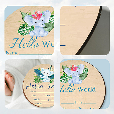 2Pcs 2 Style Single-face Printed Wooden Baby Photo Props DJEW-WH0600-007-1