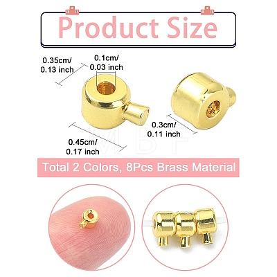 8Pcs 2 Colors Brass Crimp Beads KK-YW0001-18-1