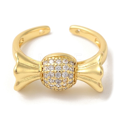 Candy Brass Micro Pave Clear Cubic Zirconia Open Cuff Rings RJEW-U008-24G-1