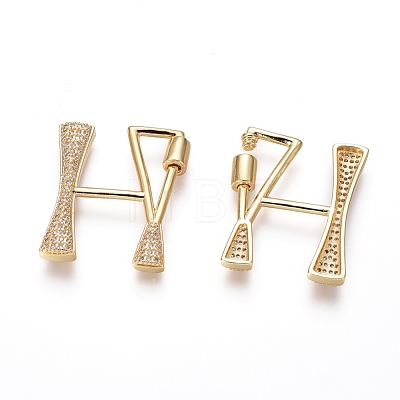 Brass Micro Pave Cubic Zirconia Screw Carabiner Lock Charms KK-I033-01G-H-1