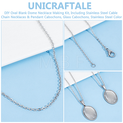 Unicraftale DIY Oval Blank Dome Necklace Making Kit DIY-UN0050-28-1