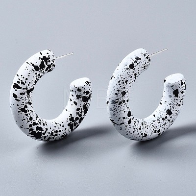 Spray Painted CCB Plastic Stud Earrings EJEW-Q020-003A-1