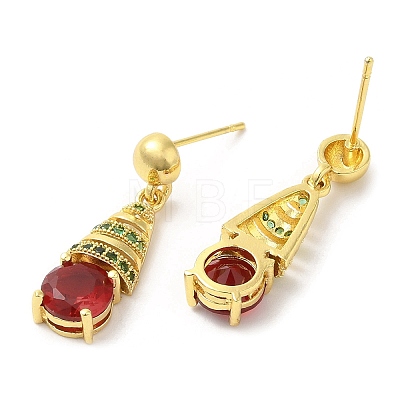 Rack Plating Brass Teardrop Dangle Stud Earrings with Rhinestone for Women EJEW-D059-08G-1