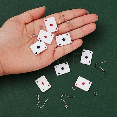 DIY Poker Playing Card Pendant Dangle Earrings Making Kit DIY-YW0004-60-1