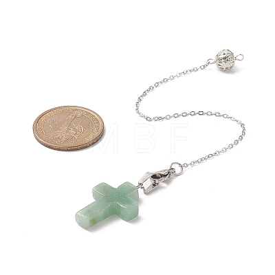 Natural Gemstone Cross Dowsing Pendulums PALLOY-JF02021-1