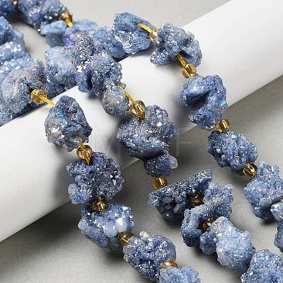 Electroplated Natural Druzy Agate Beads Strands G-G289-02C-1
