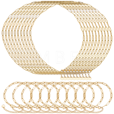 20Pcs 2 Styles 304 Stainless Steel Cable Chain Bracelets & Necklaces Sets for Women SJEW-BM0001-04-1