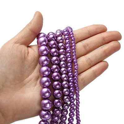 Dyed Glass Pearl Round Beads Strands HY-X0001-02-1