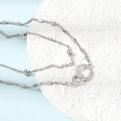 Brass Ring Link 2-Strand Bracelets KK-CBA103C-01P-1