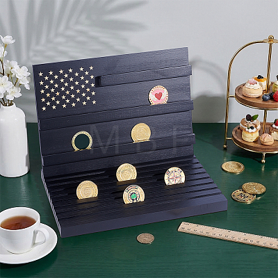 Wooden Commemorative Coin Organizer Slotted Display Stands ODIS-WH0086-228B-1