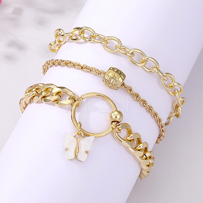 3Pcs 3 Styles Alloy Bracelet Set for Women WGAFCFA-05-1