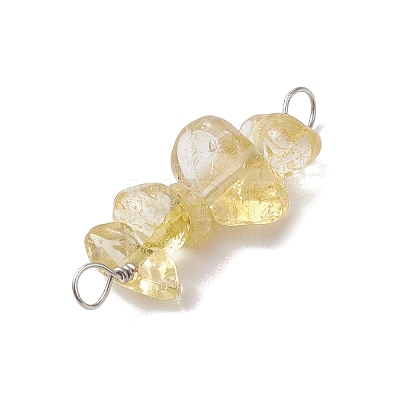 10Pcs 5 Styles Constellation Natural Smoky Quartz & Rose Quartz & Golden Sheen Obsidian & White Moonstone & Aquamarine Copper Wire Wrapped Chip Beaded Connector Charms PALLOY-JF02905-12-1