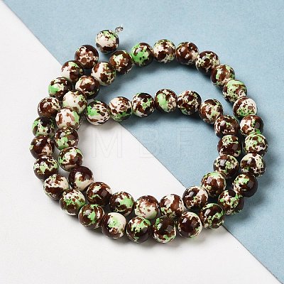 Synthetic Turquoise Dyed Camouflage Beads Strands G-E594-24M-A-1