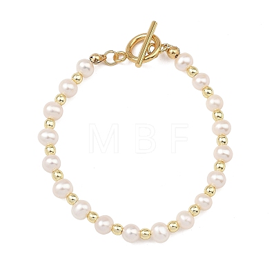 Natural Cultured Freshwater Pearl & Electroplate Non-magnetic Synthetic Hematite Beaded Bracelets for Women BJEW-JB14070-1