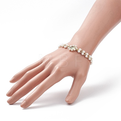 Glass & Shell Pearl Bead Bracele BJEW-TA00180-01-1