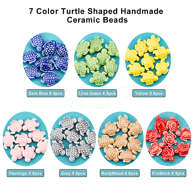 56Pcs 7 Colors Handmade Porcelain Ceramic Beads PORC-FH0001-04-1