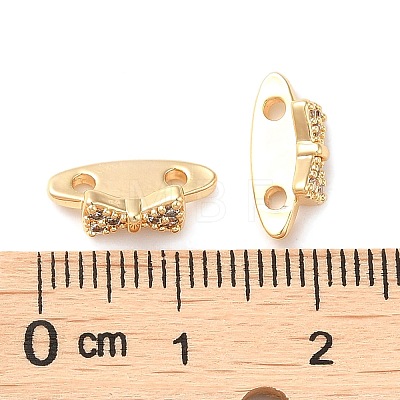 Brass Micro Pave Clear Cubic Zirconia Slide Charms KK-P239-14G-1