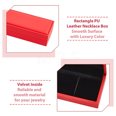 Rectangle PU Leather Necklace  Storage Boxes with Velvet Inside CON-WH0094-31D-02-1