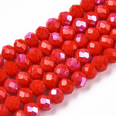 Electroplate Opaque Solid Color Glass Beads Strands EGLA-A034-P4mm-L24-1