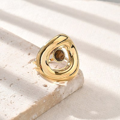 Natural Tiger Eye Finger Rings STAS-Z112-14G-01-1