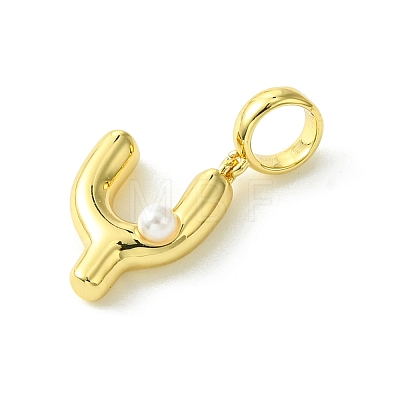 Rack Plating Brass with ABS Plastic Pearl European Dangle Charms KK-G501-02Y-G-1