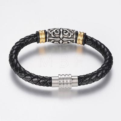 Braided Leather Cord Bracelets BJEW-H560-33-1